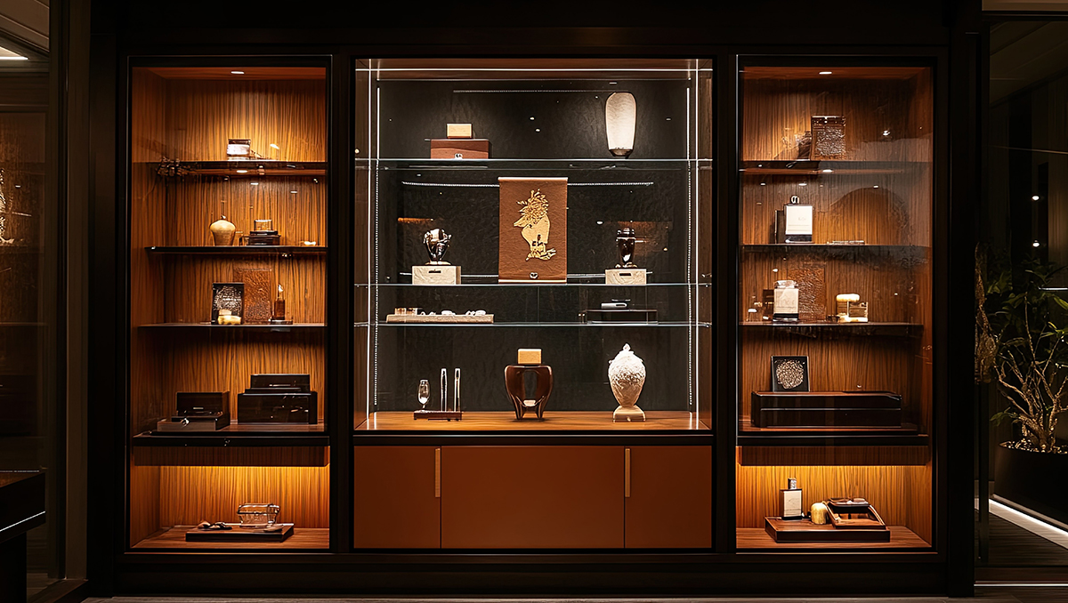 A display cage with shelves